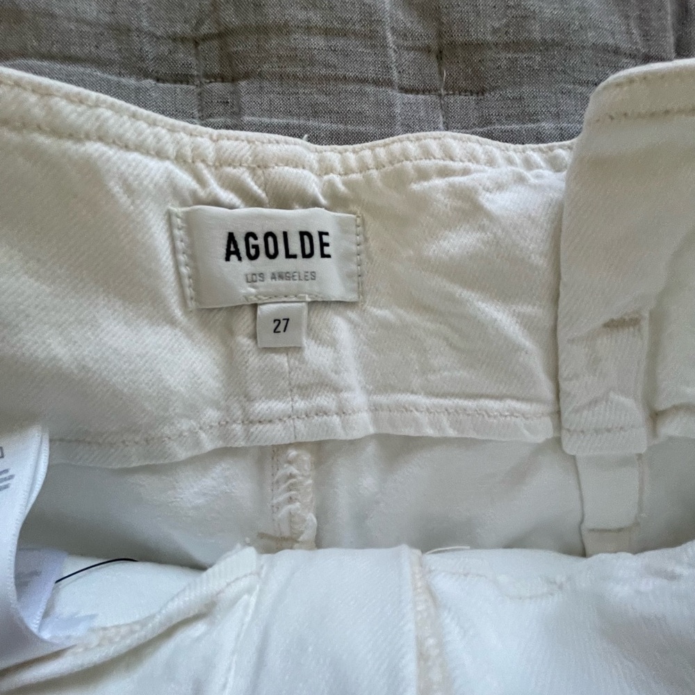 Agolde Celia White Paperbag Belted Denim Women’s Shorts — White size 27 - Picture 9 of 12